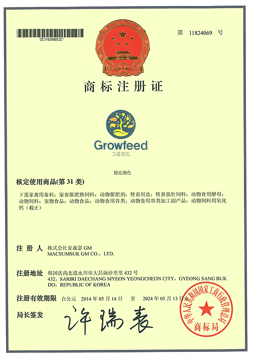 중국 상표 특허증
